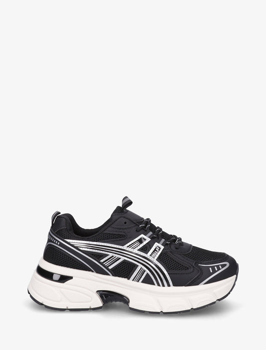 Sneakers in tela con inserti in similpelle - Nero