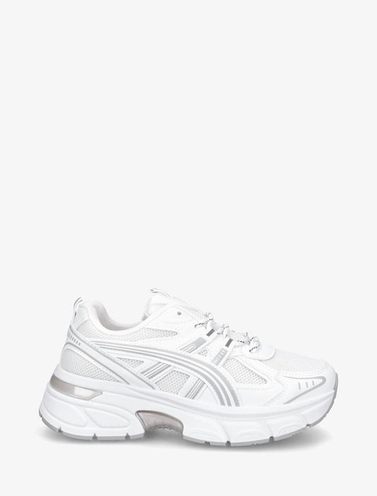 Sneakers in tela con inserti in similpelle - Bianco