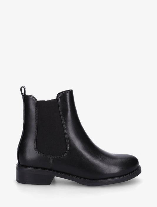 Stivaletti in similpelle con elastico alla caviglia - Nero