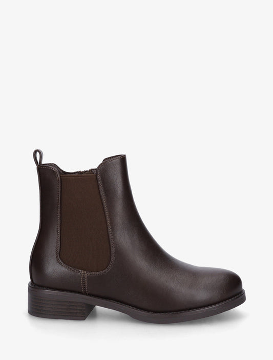 Stivaletti in similpelle con elastico alla caviglia - Marrone