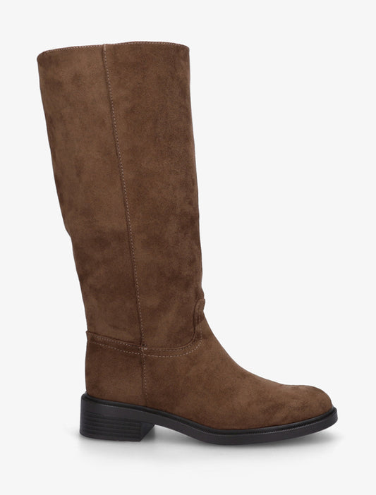 Stivali con cuciture a vista in suede sintetico - Marrone