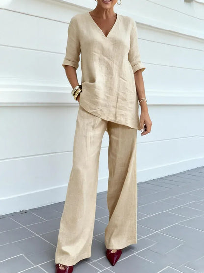 Susana | Completo Due Pezzi con Top a Manica Media e Pantaloni Dritti