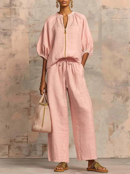 Alba | Completo Due Pezzi: Camicia dallo Stile Rilassato e Pantalone a Gamba Larga