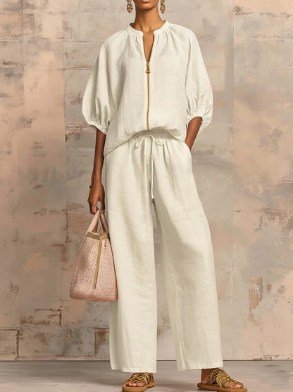 Alba | Completo Due Pezzi: Camicia dallo Stile Rilassato e Pantalone a Gamba Larga