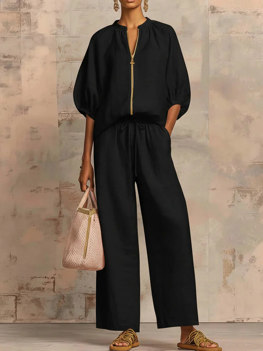 Alba | Completo Due Pezzi: Camicia dallo Stile Rilassato e Pantalone a Gamba Larga