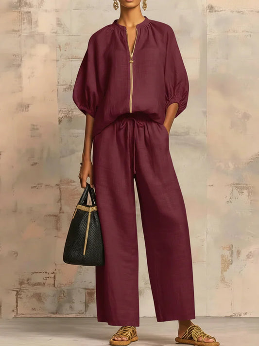Alba | Completo Due Pezzi: Camicia dallo Stile Rilassato e Pantalone a Gamba Larga