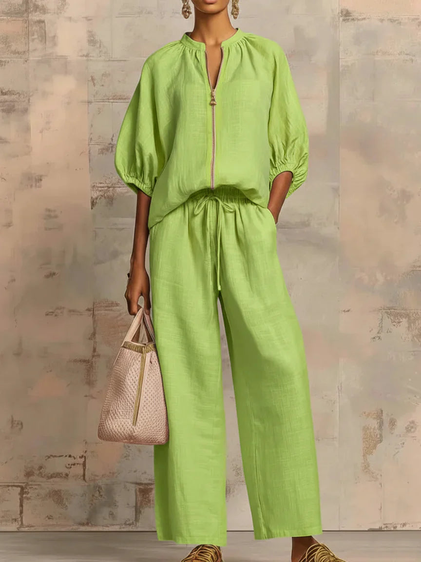 Alba | Completo Due Pezzi: Camicia dallo Stile Rilassato e Pantalone a Gamba Larga