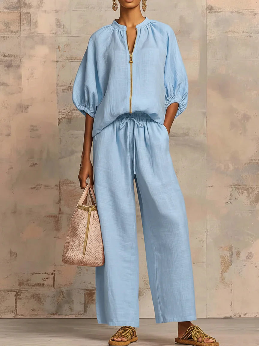 Alba | Completo Due Pezzi: Camicia dallo Stile Rilassato e Pantalone a Gamba Larga