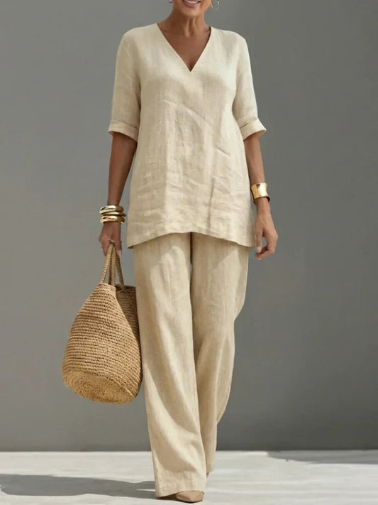 Susana | Completo Due Pezzi con Top a Manica Media e Pantaloni Dritti